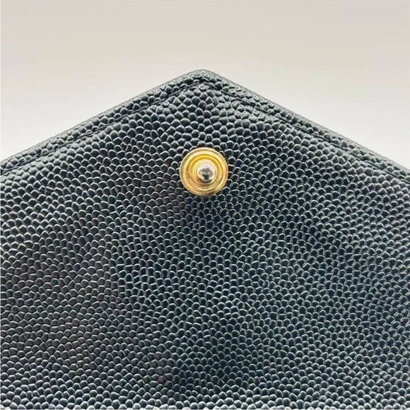 Yves Saint Laurent Black Chevron Wallet with Gold Logo - Picture 10 of 13